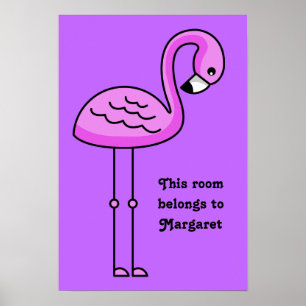 Pink Flamingo custom text & color poster