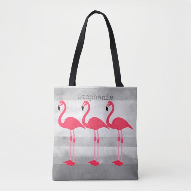 pink flamingo custom tote bag personalize it (Front)