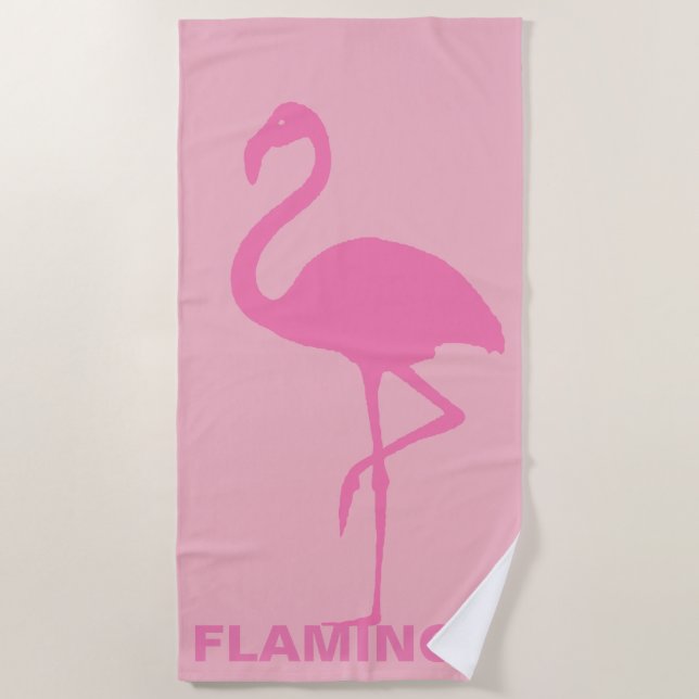 Pink flamingo customizable beach towel (Front)