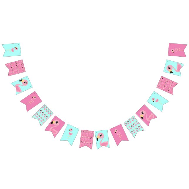 Pink Flamingo Cute Happy 1st Birthday Bunting Flags (All)