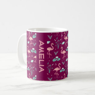  Pink Flamingo cute red pattern name Coffee Mug