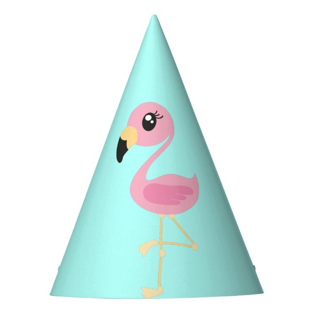 Pink Flamingo Cute Tropical 1st Birthday Party Hat (Front)