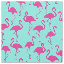 Pink Flamingo Cute Tropical Print Fabric