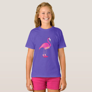 Pink Flamingo Design - Girls' Basic T-Shirt