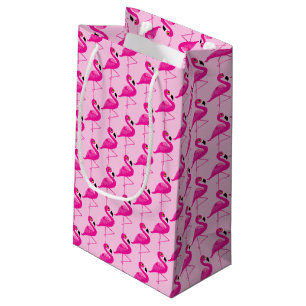 Pink flamingo double motif sac cadeau rose
