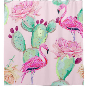 Pink flamingo, exotic birds, gentle flowers, rose,