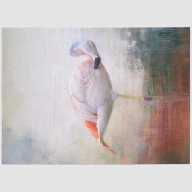 Pink Flamingo Facing Right Decoupage Tissue Paper (Front)