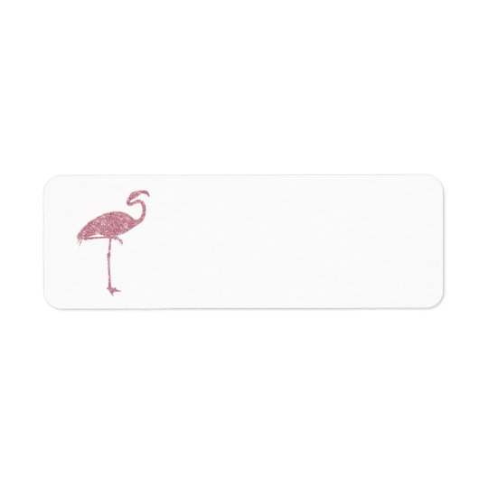Pink Flamingo Faux Glitter Flamingos Tropical Return Address Label