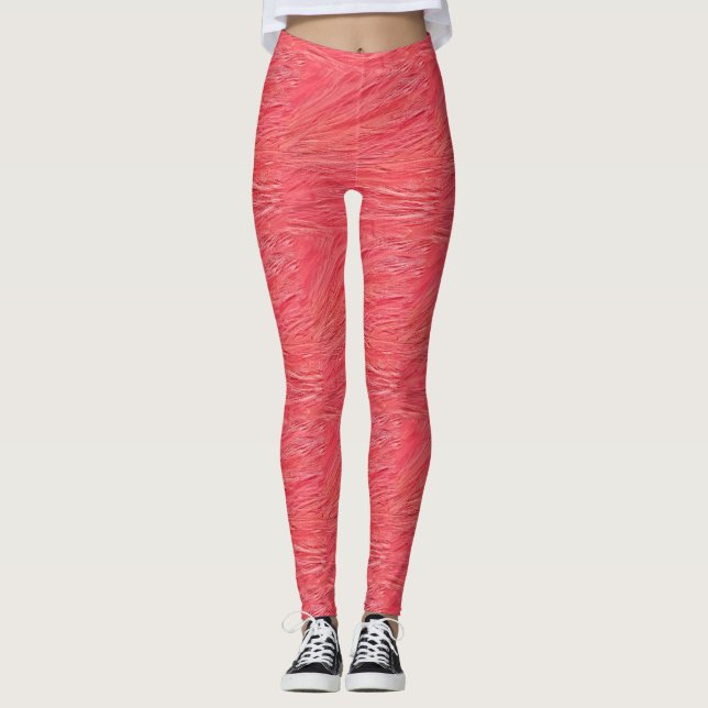 Pink Flamingo Feathers Pattern All-Over-Print Legg Leggings (Front)