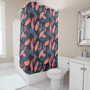 Pink Flamingo Feathers Tropical Themed Pattern