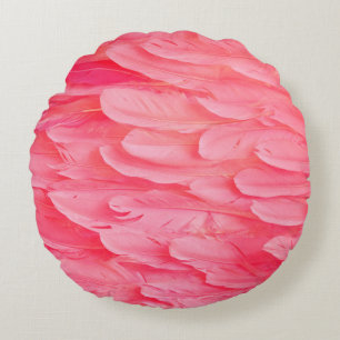 Pink Flamingo Feathersflamingo,feather,pink,textur Round Pillow
