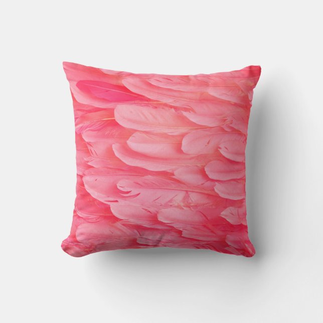 Pink Flamingo Feathersflamingo,feather,pink,textur Throw Pillow (Front)