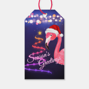Pink Flamingo Festive Tropical Beach Christmas  Gift Tags