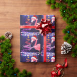 Pink Flamingo Festive Tropical Beach Christmas  Wrapping Paper<br><div class="desc">This Season's Greetings tropical beach Christmas wrapping paper features a pink flamingo wearing a red and white Santa hat.  There are festive holiday string lights and a Ribbon and Stars Christmas tree. -</div>