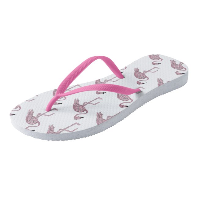 Pink Flamingo Flamingos Flip Flops (Angled)