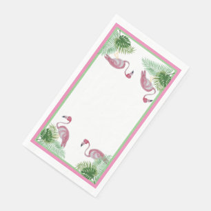 Pink Flamingo Flamingos Monstera Palm Napkin