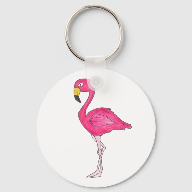Pink Flamingo Flamingos Tropical Bird Keychain (Front)