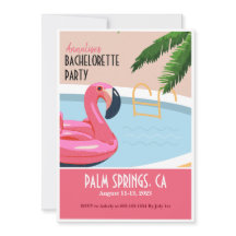 Pink Flamingo Float Bachelorette Invitation 