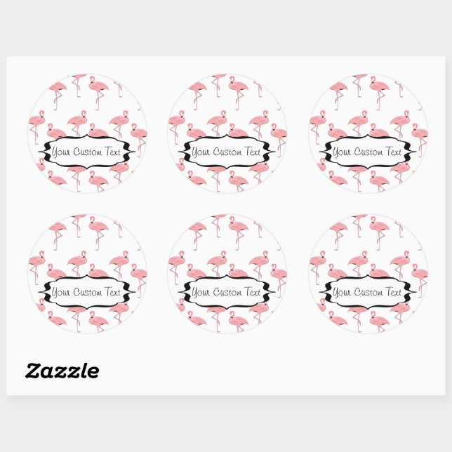 Pink Flamingo Flock Pattern Business Promo Classic Round Sticker (Sheet)