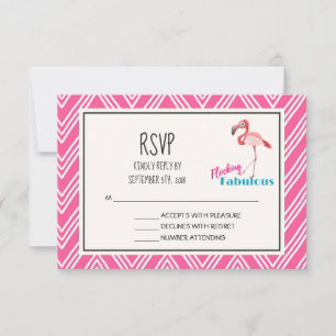 Pink Flamingo Flockin Fabulous Fun RSVP Card