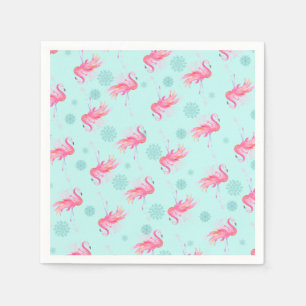 Pink Flamingo Florida Christmas Holiday Napkin