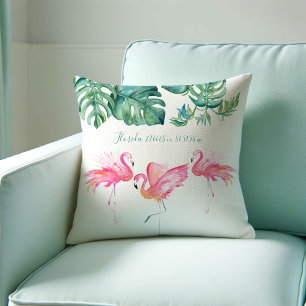 Pink Flamingo Florida Living Room Decor Outdoor Pillow