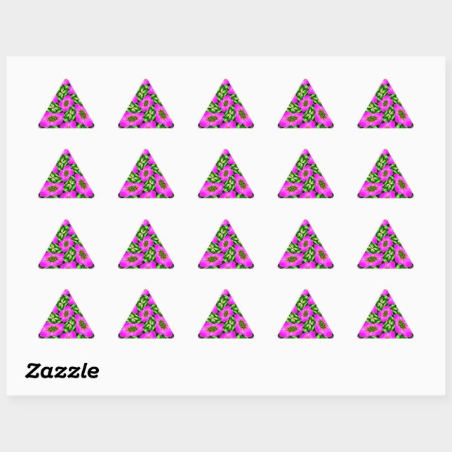 Pink Flamingo Flowers Pattern Triangle Sticker (Sheet)