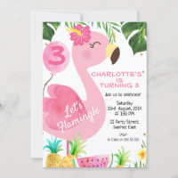 Pink Flamingo Foliage Fruit Flamingle Birthday