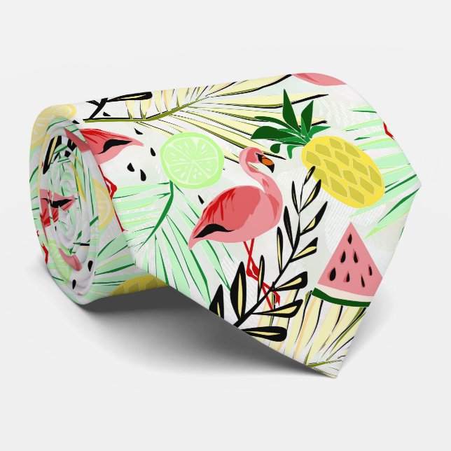 Pink Flamingo, fruit Tie (Rolled)