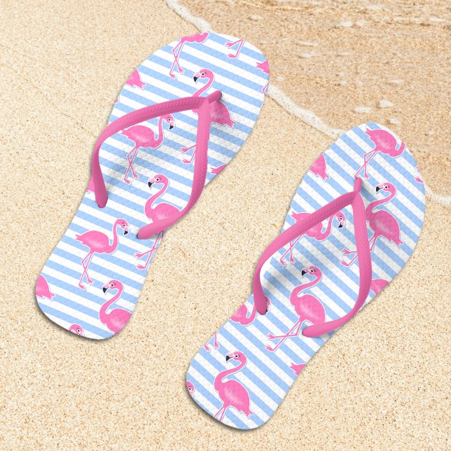 Pink Flamingo Fun Pattern Flip Flops (Creator Uploaded)