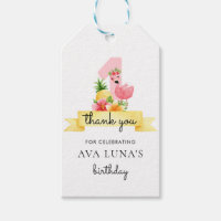 Pink Flamingo Girl 1st Birthday Thank you