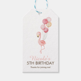Pink Flamingo Girl Birthday Party Guest Favour Gift Tags