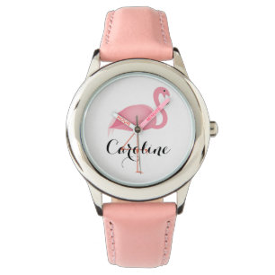 Pink flamingo girl's watch