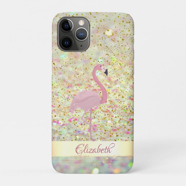 Pink Flamingo  Glitter Bokeh Confetti Case-Mate iPhone Case (Back)
