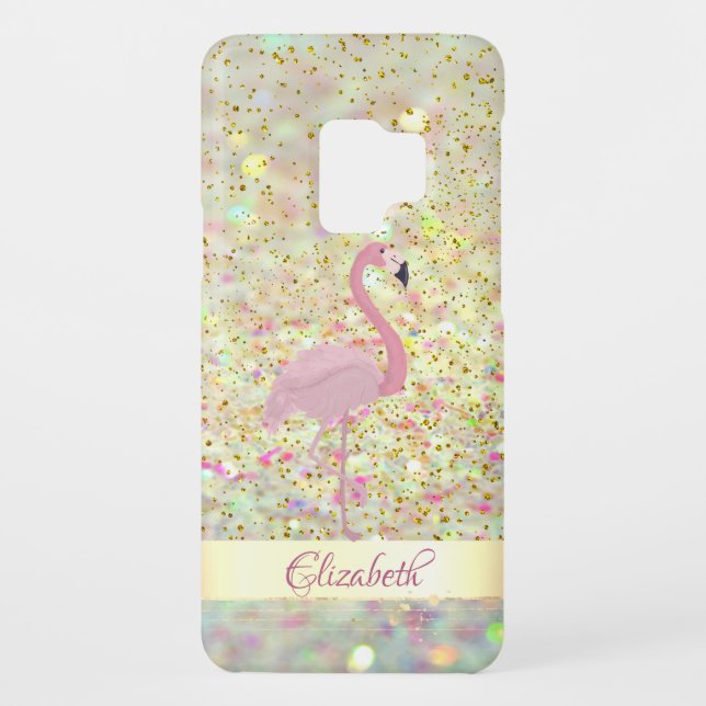 Pink Flamingo  Glitter Bokeh Confetti Case-Mate Samsung Galaxy Case (Back)