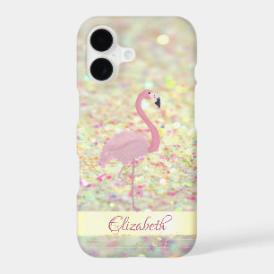 Pink Flamingo  Glitter Bokeh - Personalized