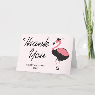 Pink Flamingo Graduation Thank You Card