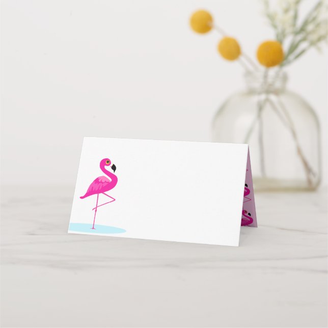 Pink flamingo guest place cards (Front)