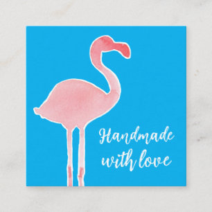 Pink Flamingo Handmade With Love Shop Square Business Card