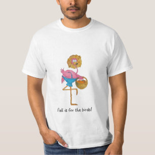 Pink Flamingo Happy Fall Funny Humour Pumpkin T-Shirt