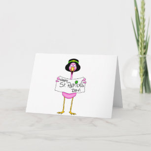 pink flamingo happy st. patricks day card