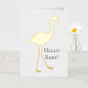 Pink Flamingo Hello Baby  Foil Greeting Card