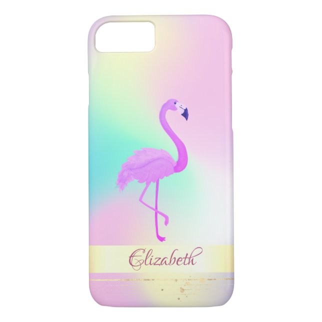 Pink Flamingo Holographic Ombre Case-Mate iPhone Case (Back)