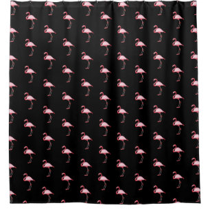 Pink Flamingo Illustration Tropical Pattern Black