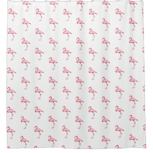 Pink Flamingo Illustration Tropical Pattern White