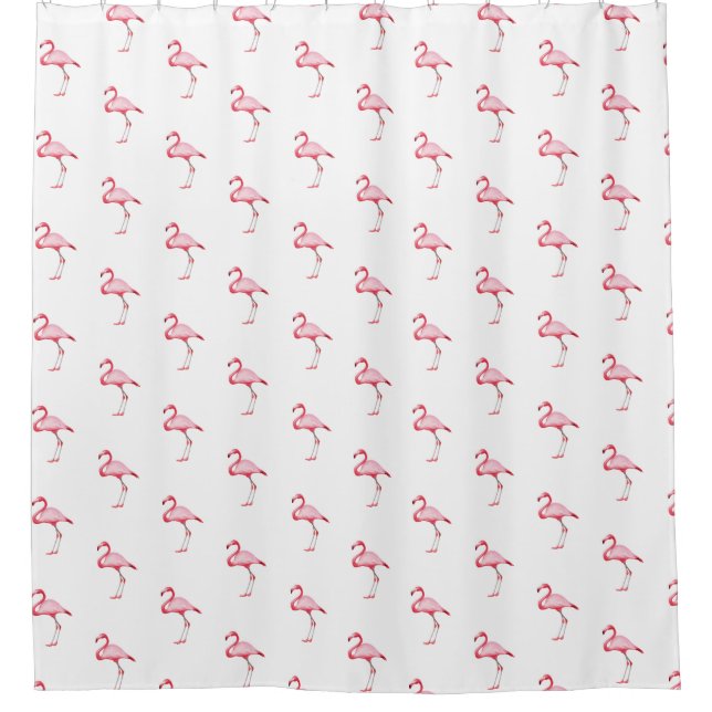 Pink Flamingo Illustration Tropical Pattern White (Front)