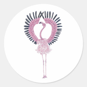 Pink Flamingo in Ballet Pose Classic Round Sticker