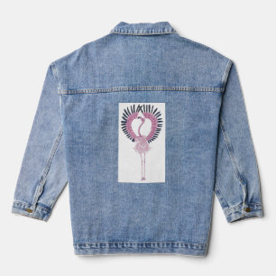 Pink Flamingo in Ballet Pose Denim Jacket