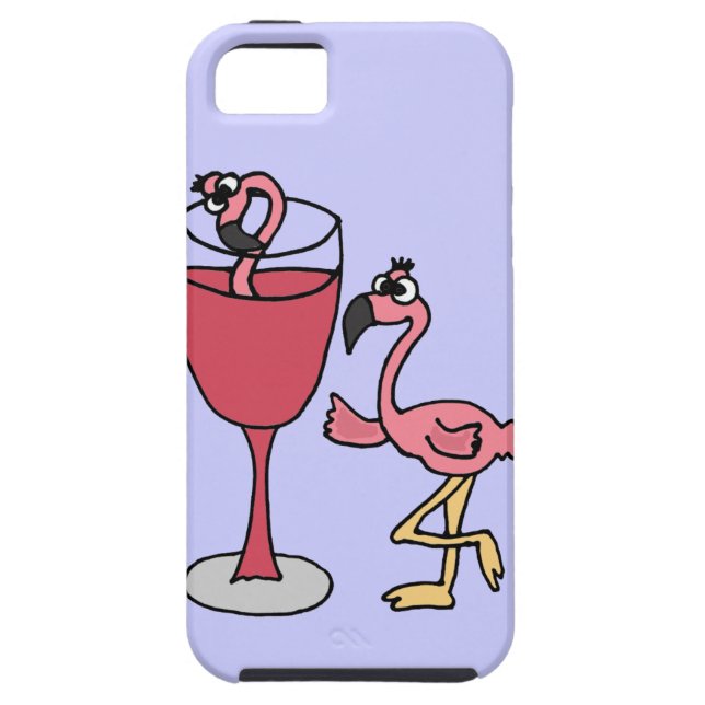 Pink Flamingo in Blush Wine Glass Case-Mate iPhone Case (Back)