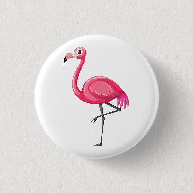 Pink Flamingo in Cartoon Style 1 Inch Round Button (Front)